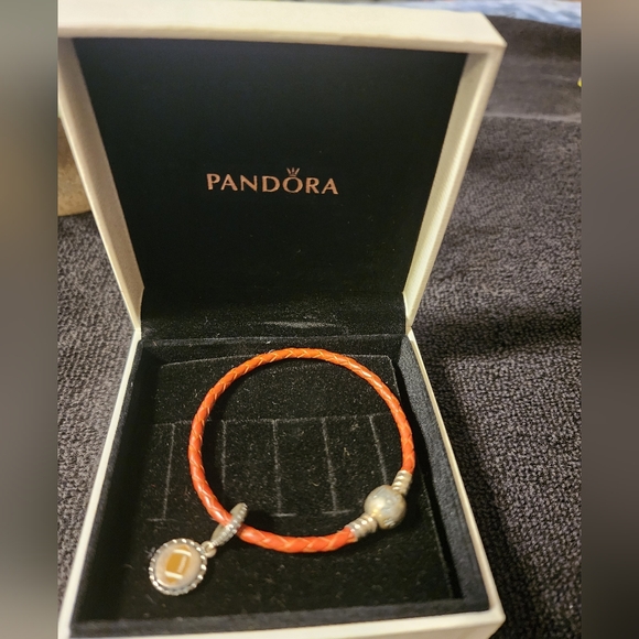 Pandora Jewelry - Pandora Vibrant Red Braided Leather Bracelet with 925 Football Silver Accents